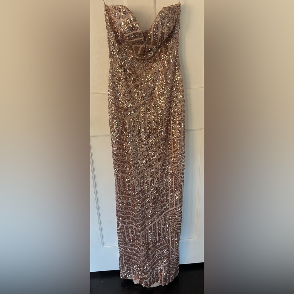 May Queen Champagne Sequin Sweetheart Dress